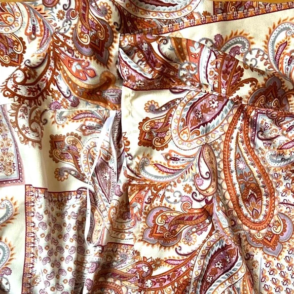 NEW Lulu's Satin Take A Walk With Me Paisley Wrap Front Midi Slip Skirt Medium - Picture 9 of 11